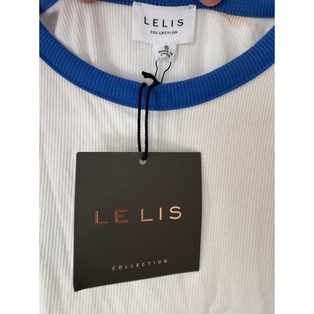 Le Lis Collection Womens Ribbed Colorblock Bodysuit White Blue Green Small‎ NWT